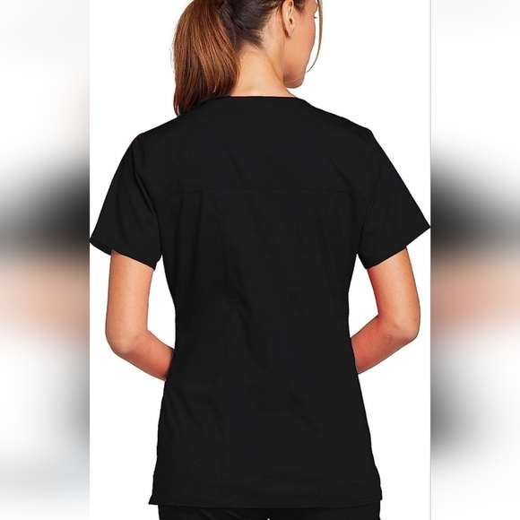 2pc set Cherokee Core Stretch Modern Black Scrub Top Bottom Pants 4x 5x - Picture 4 of 9